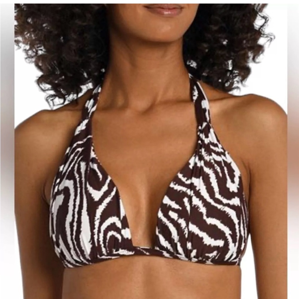 La Blanca Fierce Reversible Halter Bikini Top only, size 12, color java